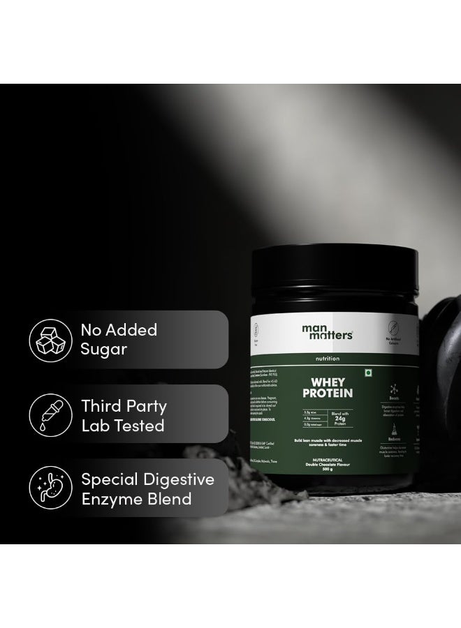 Man Matters Whey Protein Powder | 24g Protein Per Serving | Muscle Growth & Recovery | 100% Vegetarian | No Added Sugar | No Bloating | Double Chocolate Flavour | 500gm - Image 3